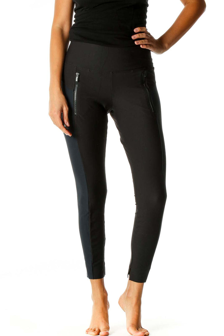 Black Solid Casual Leggings