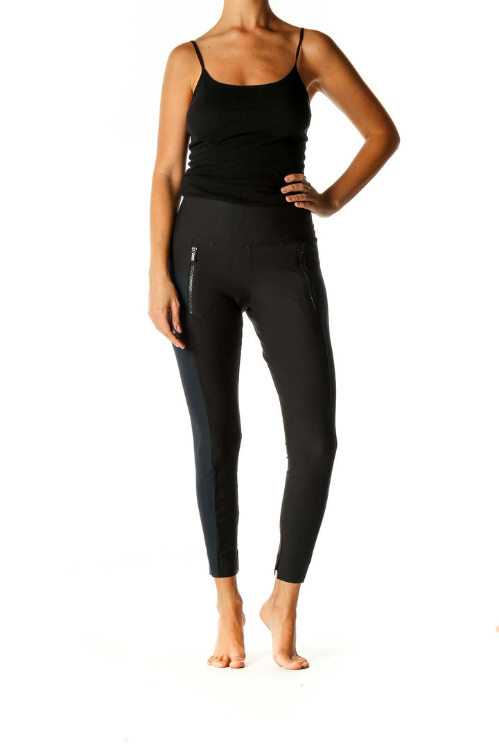 Black Solid Casual Leggings