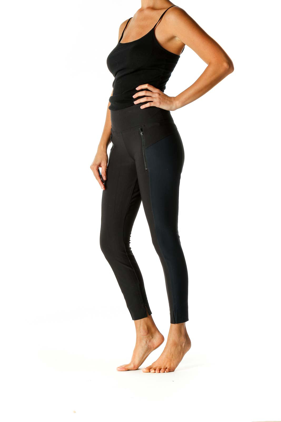 Black Solid Casual Leggings