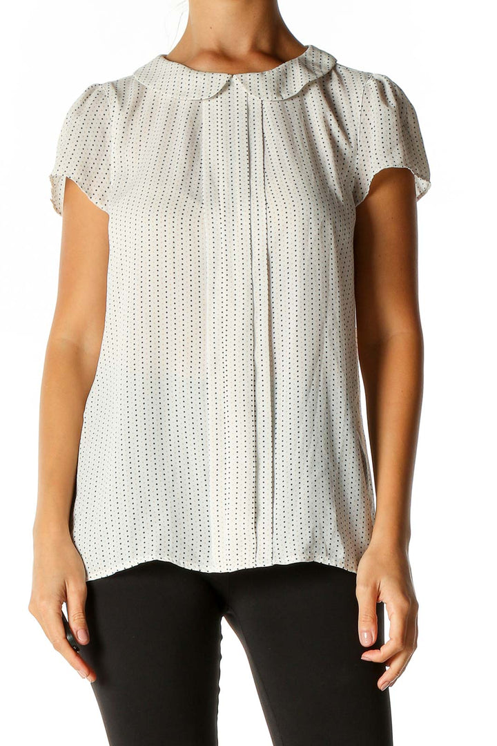 White Object Print Brunch Blouse