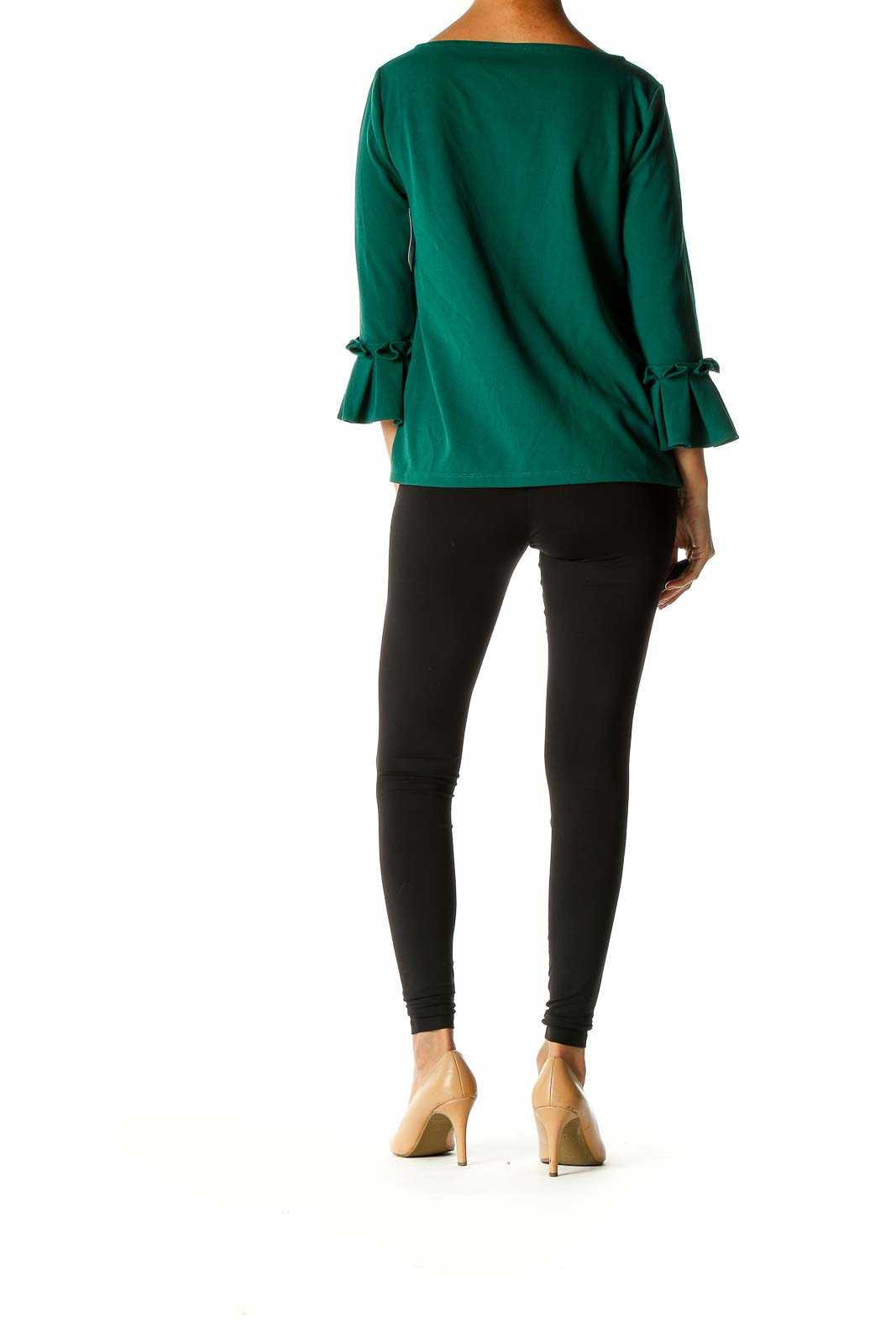 Green Solid Casual Blouse