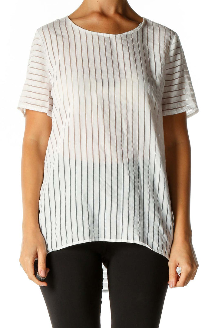 White Striped Casual Blouse