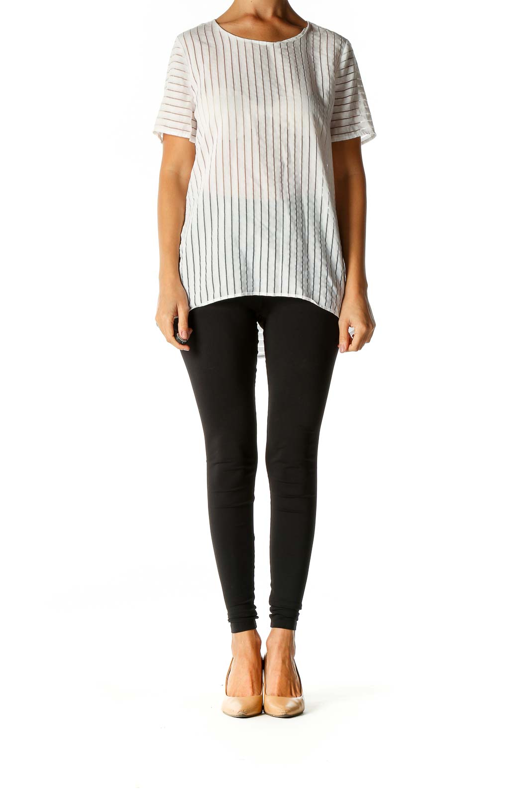 White Striped Casual Blouse