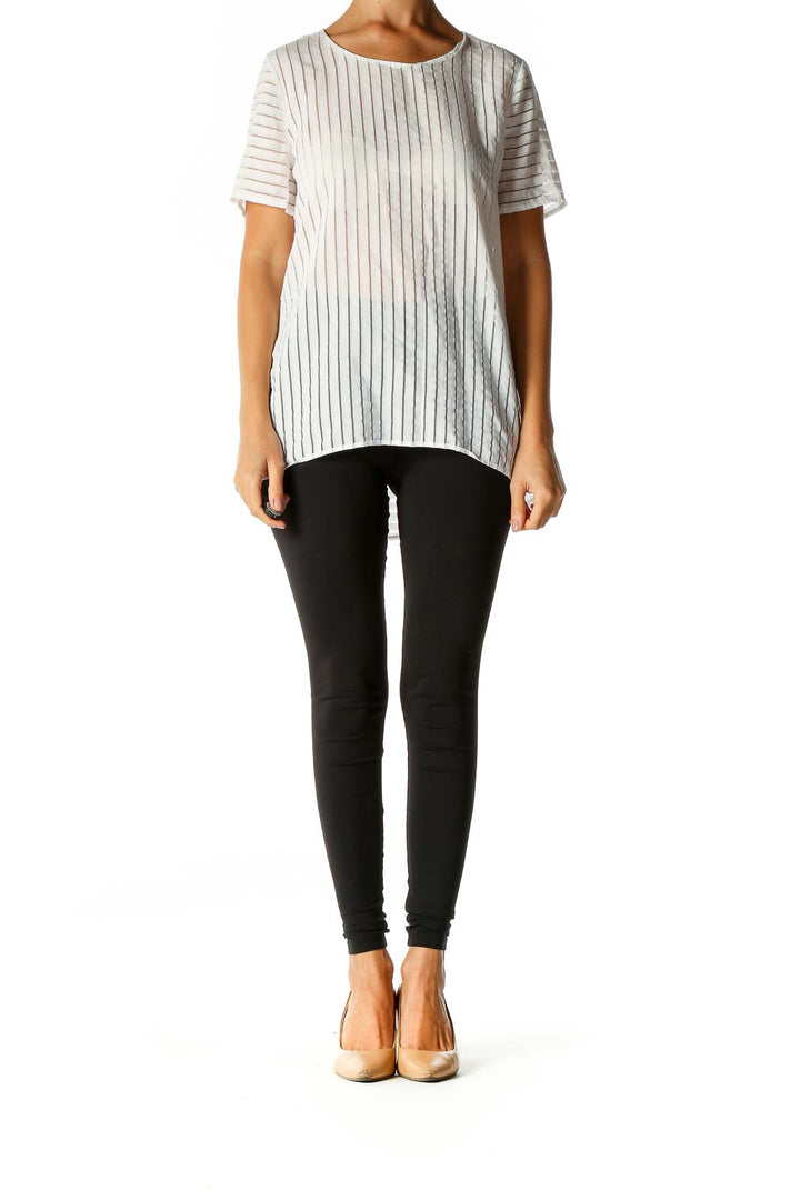 White Striped Casual Blouse