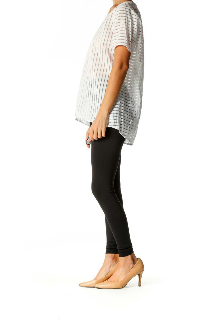 White Striped Casual Blouse