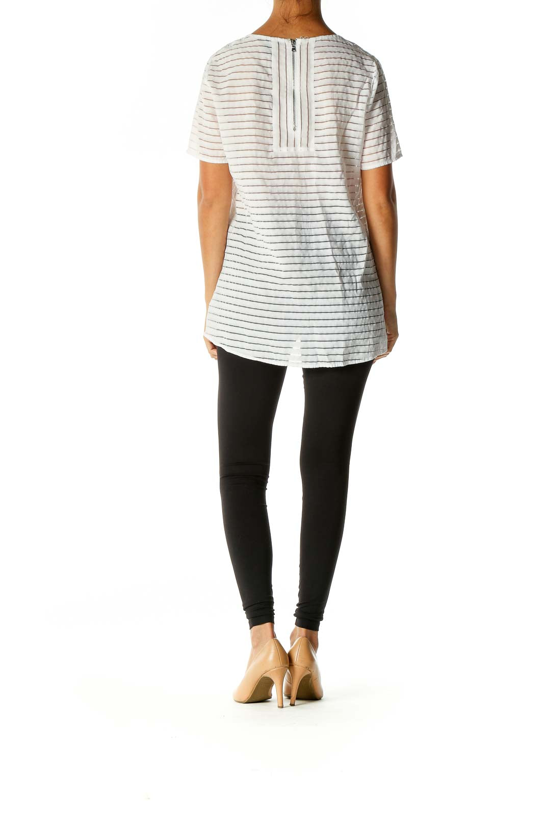 White Striped Casual Blouse