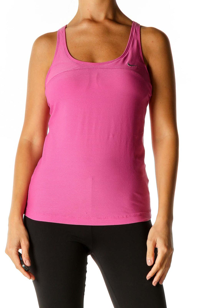 Pink Solid Activewear Tank Top