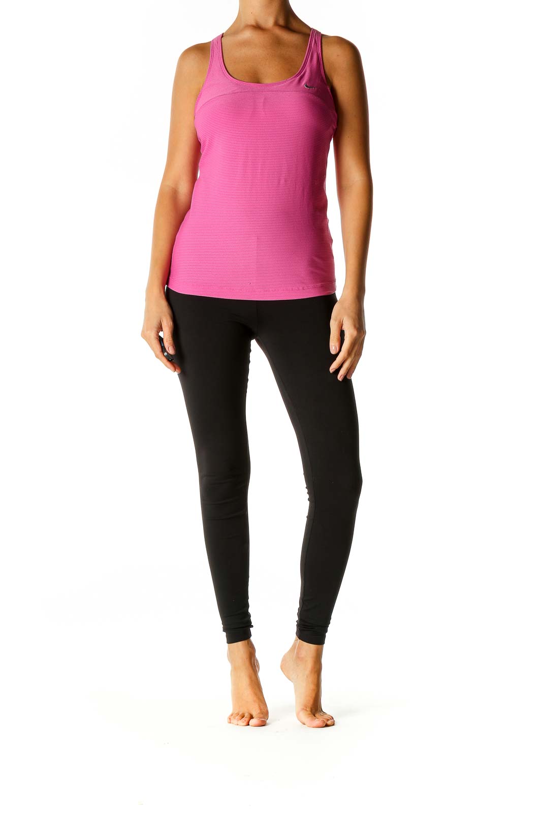 Pink Solid Activewear Tank Top