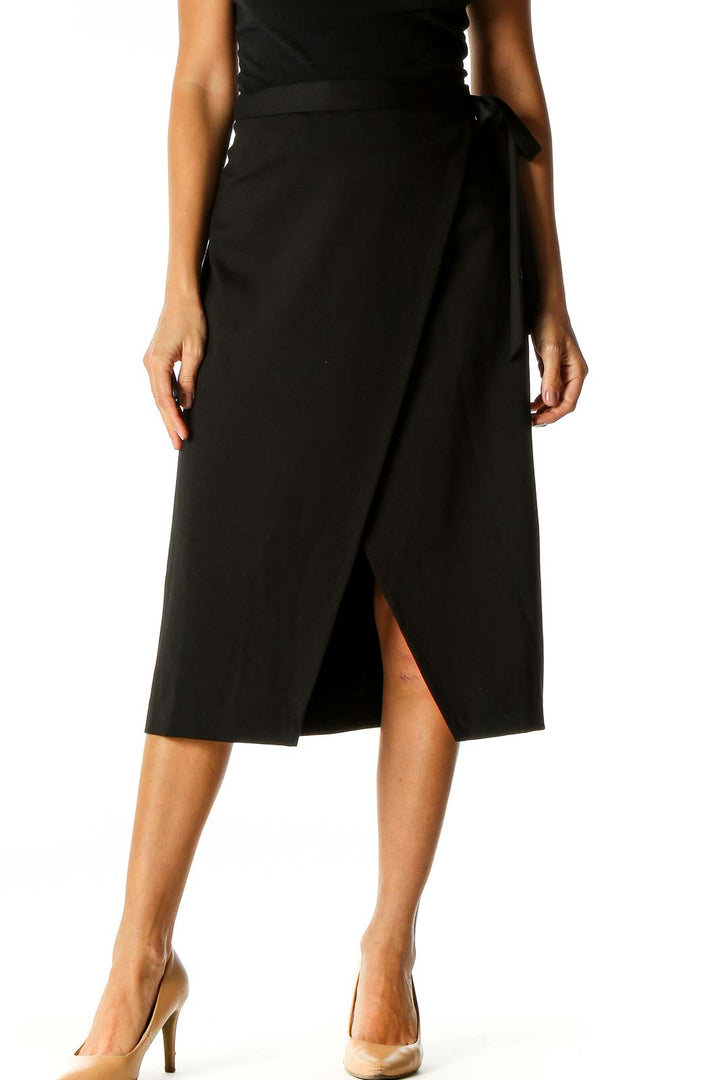 Black Solid Chic A-Line Skirt