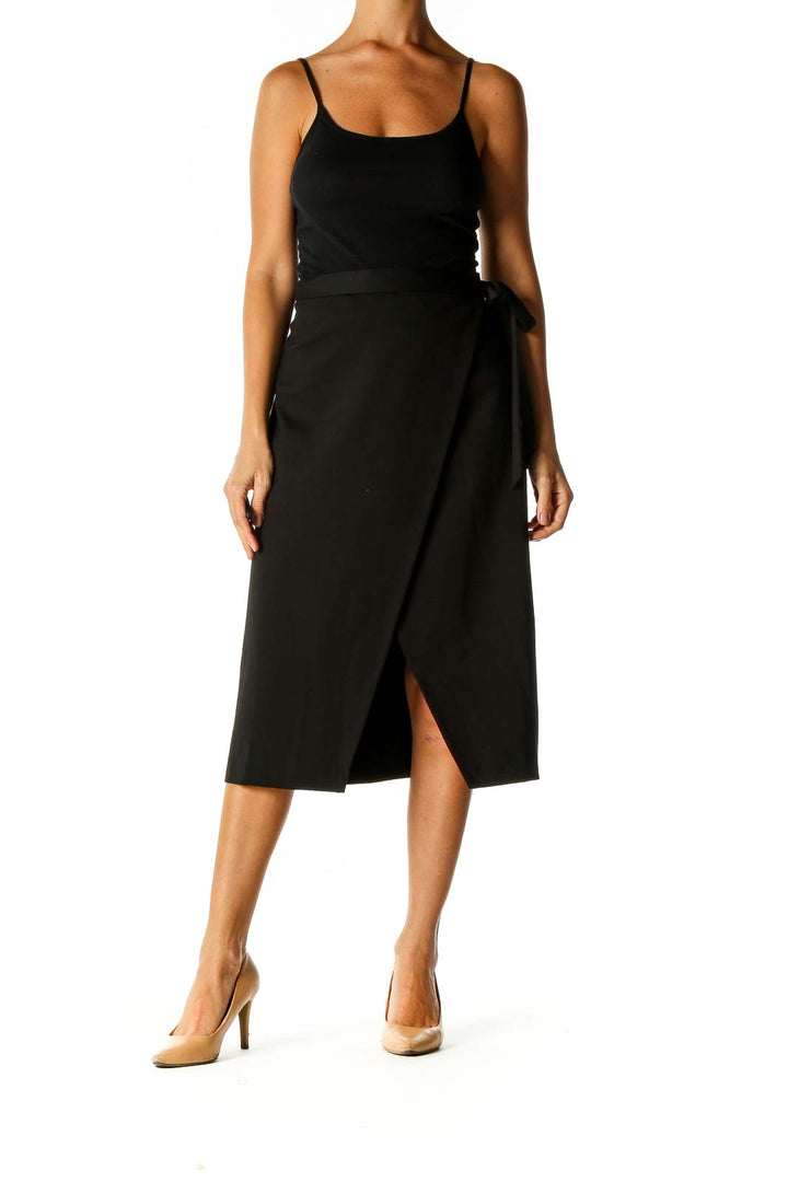 Black Solid Chic A-Line Skirt