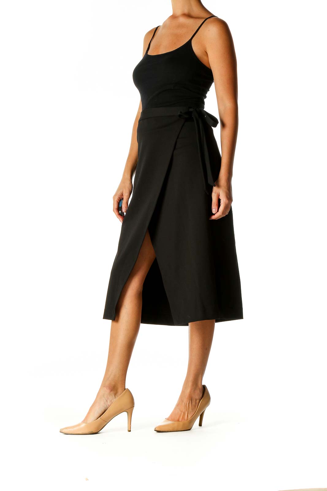 Black Solid Chic A-Line Skirt