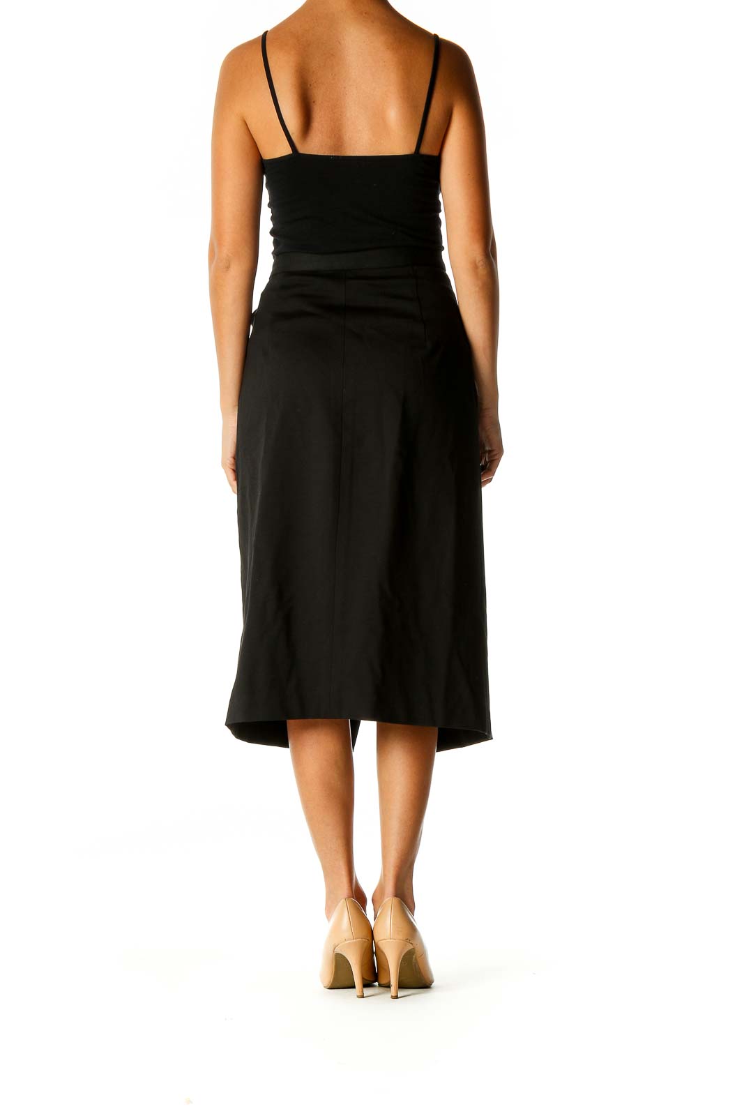 Black Solid Chic A-Line Skirt