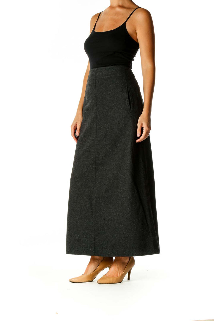 Gray Textured Retro A-Line Skirt