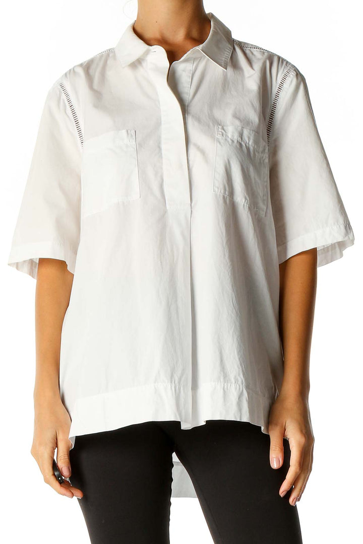 White Solid Casual Shirt