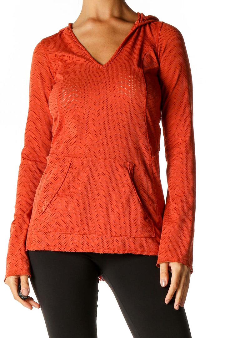 Orange Textured Activewear Sweatshirt