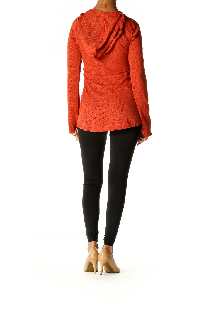 Orange Textured Activewear Sweatshirt