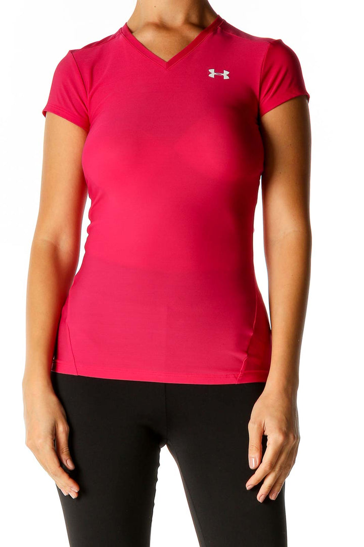 Pink Solid Activewear Polo Shirt