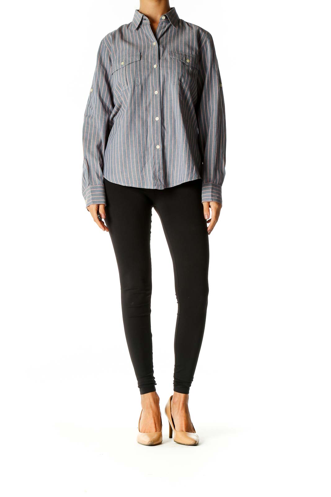 Gray Striped Semiformal Shirt