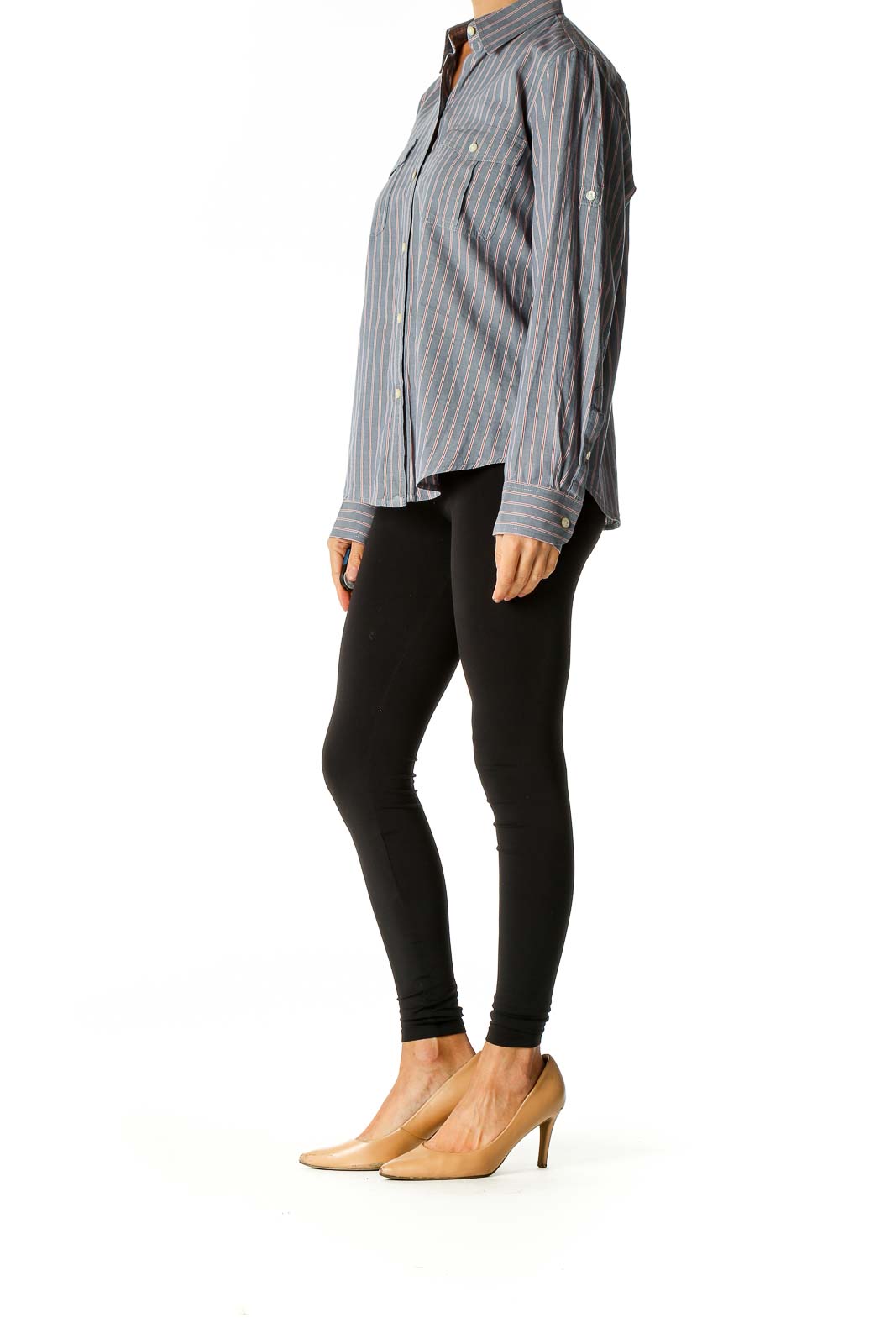 Gray Striped Semiformal Shirt