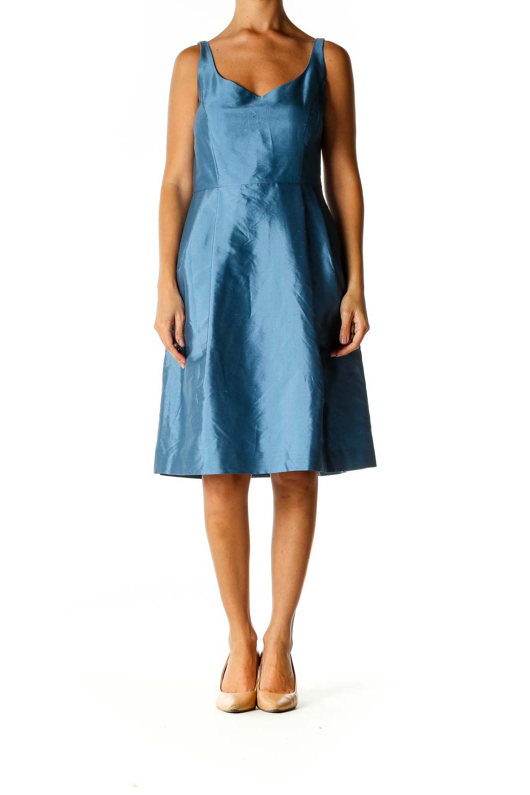 Blue Solid Day A-Line Dress