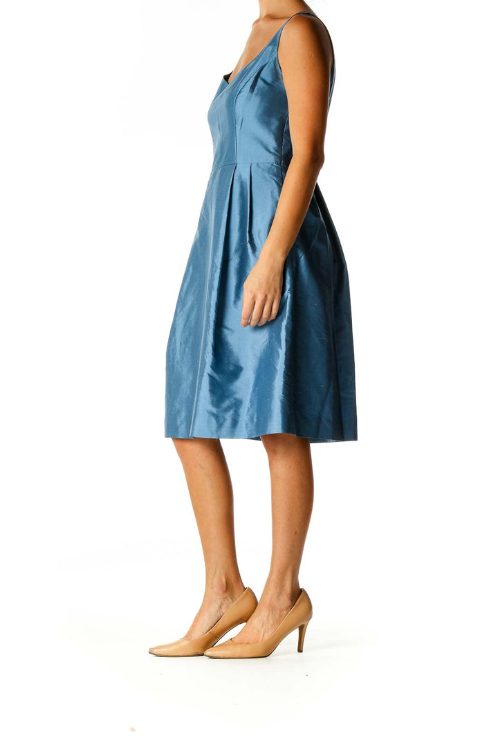 Blue Solid Day A-Line Dress