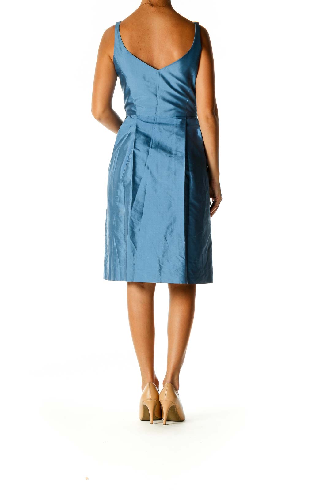 Blue Solid Day A-Line Dress