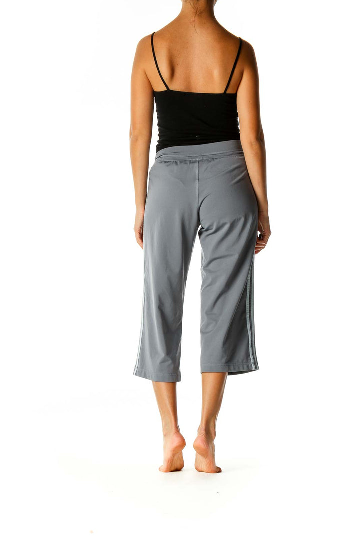 Gray Solid Activewear Capri Pants