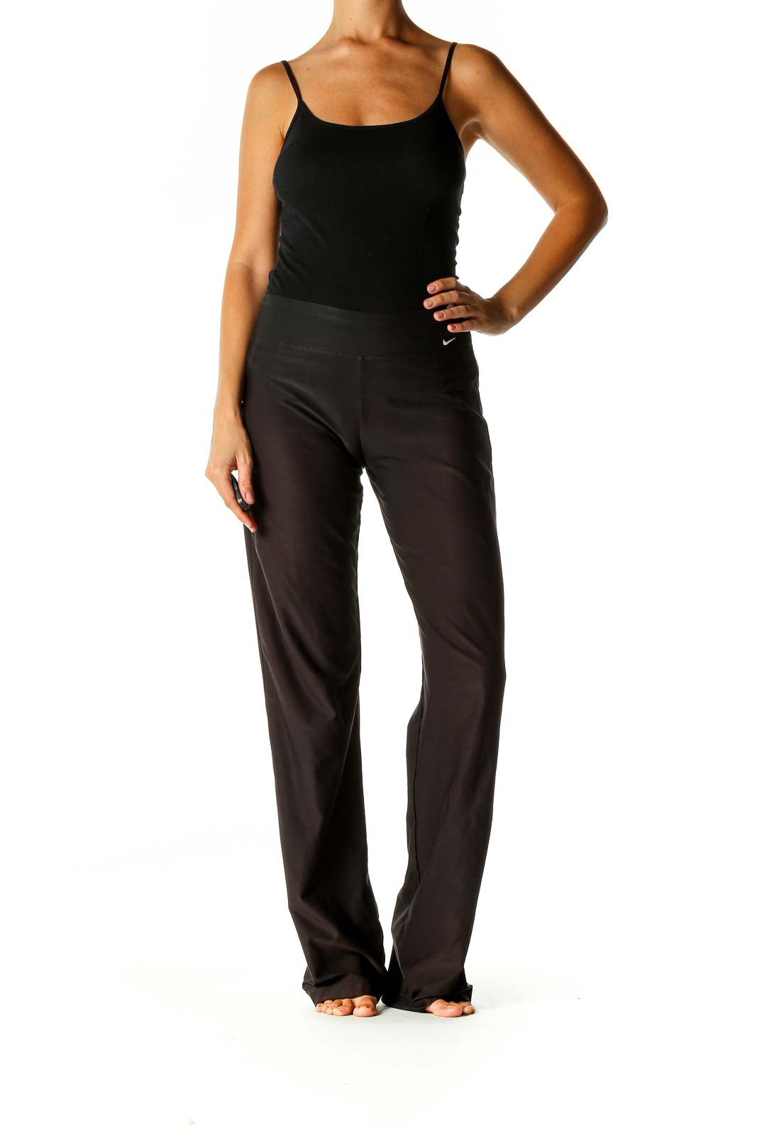 Black Solid Casual Pants