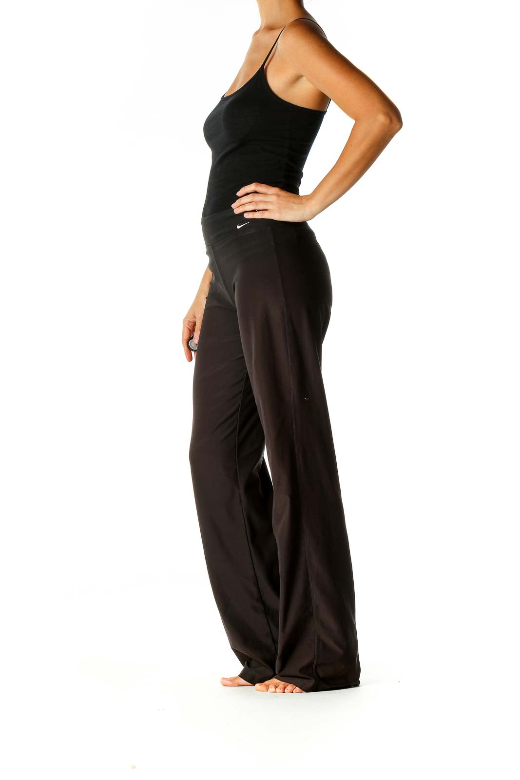 Black Solid Casual Pants