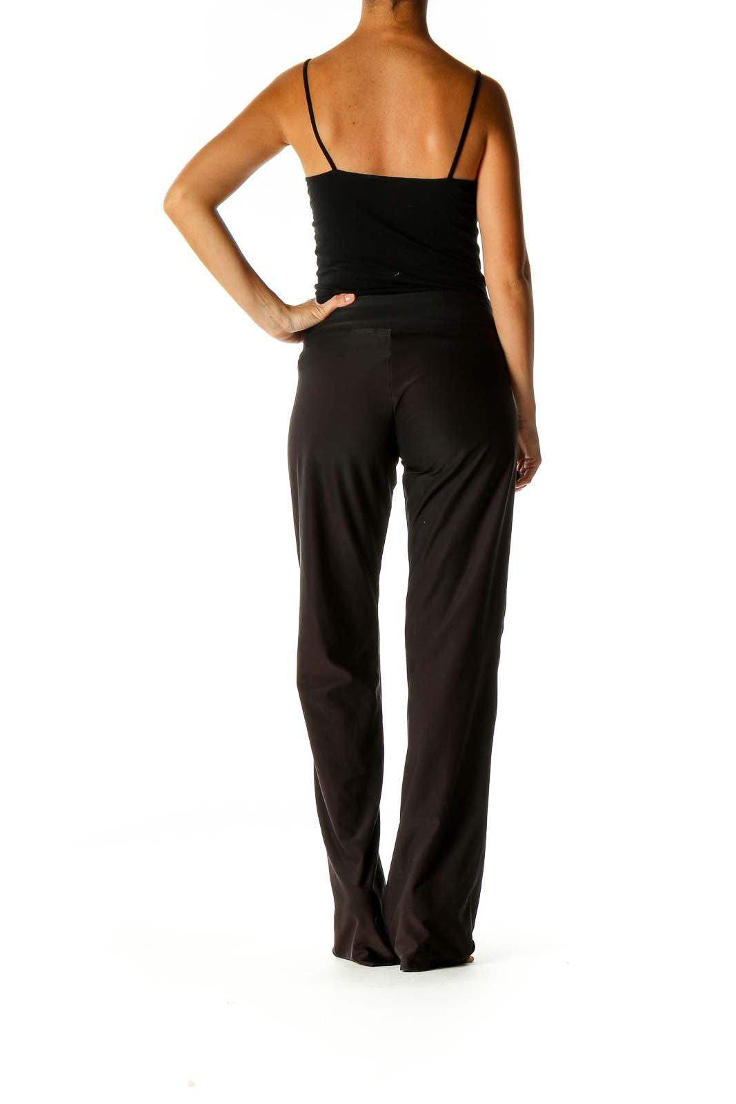 Black Solid Casual Pants