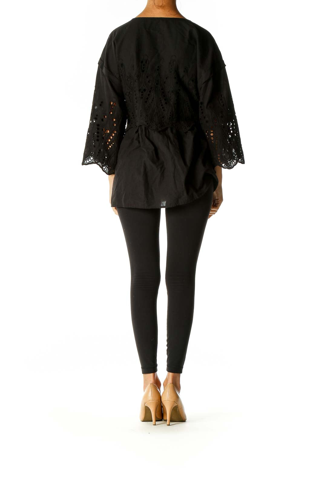 Black Solid Bohemian Blouse