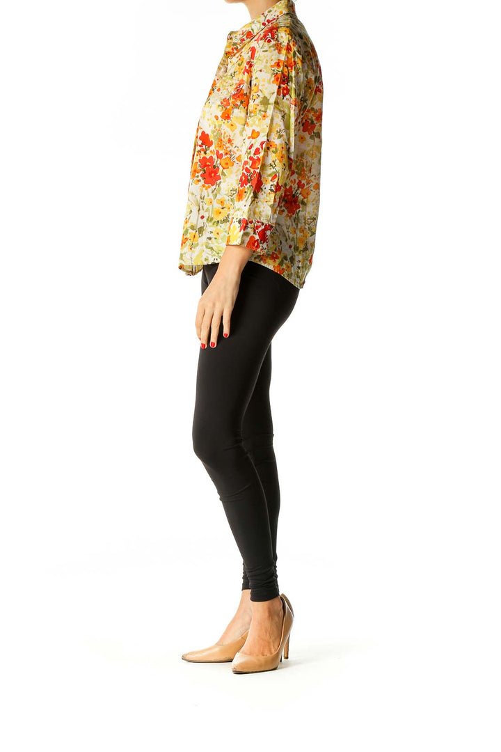 Beige Floral Print All Day Wear Shirt