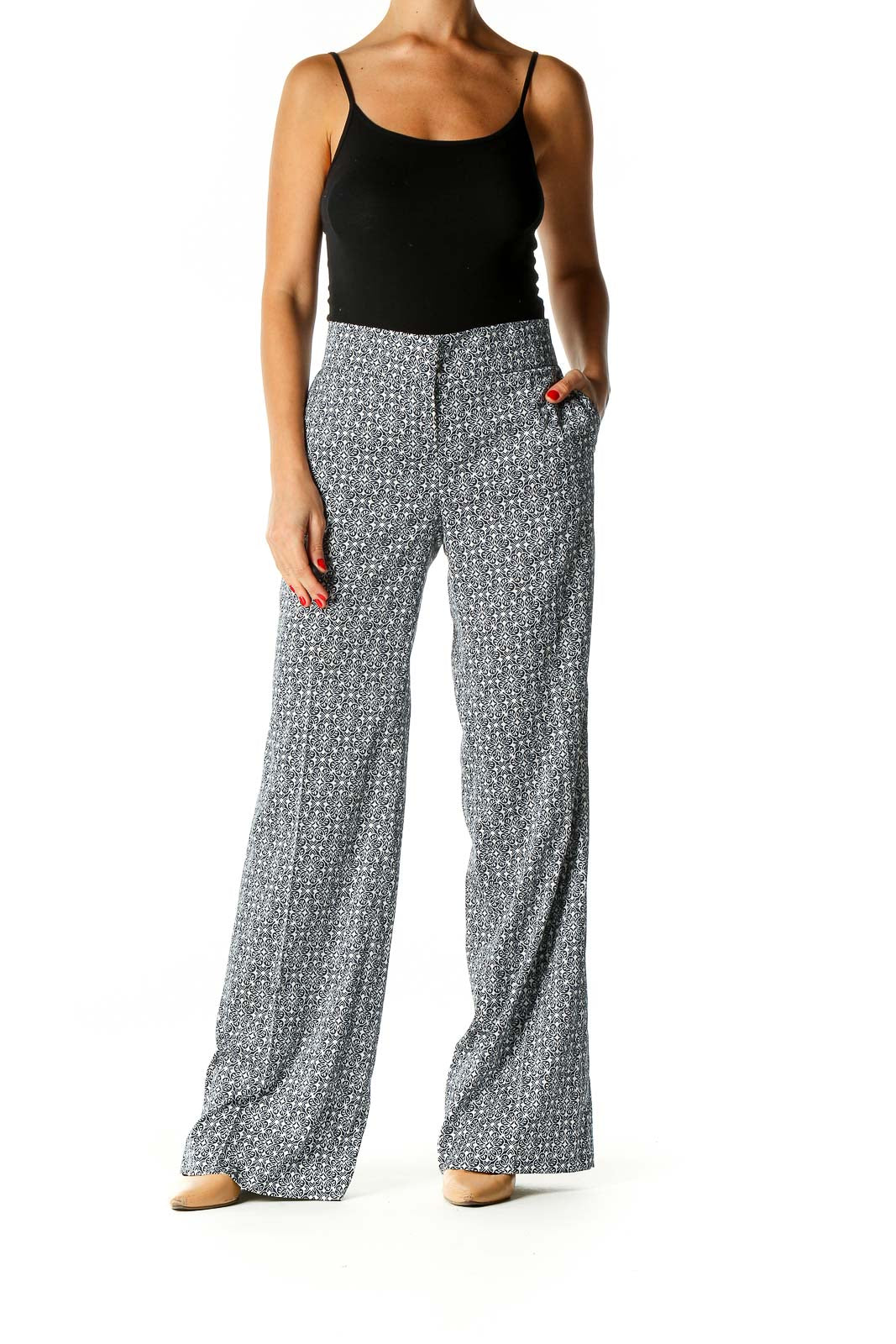 Gray Printed All Day Wear Trousers