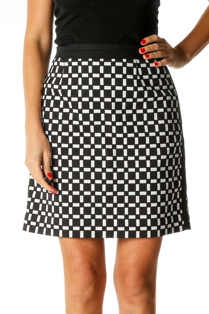 White Printed Brunch A-Line Skirt