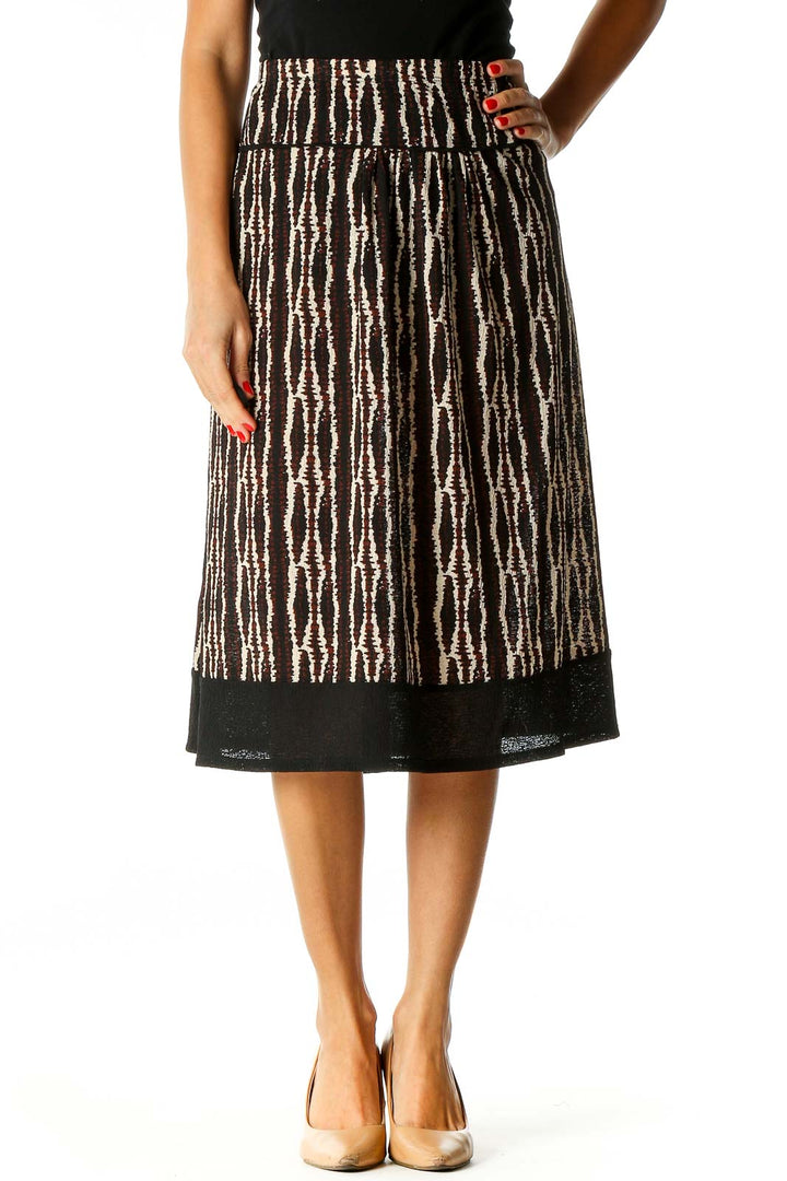 Brown Printed Brunch A-Line Skirt