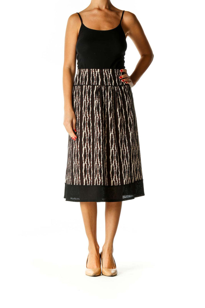 Brown Printed Brunch A-Line Skirt