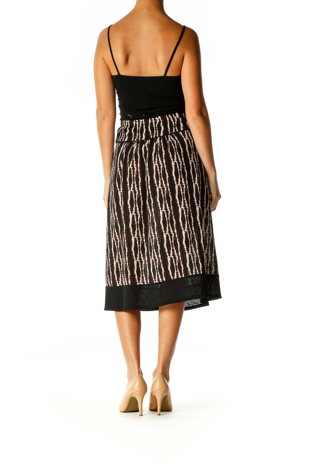 Brown Printed Brunch A-Line Skirt