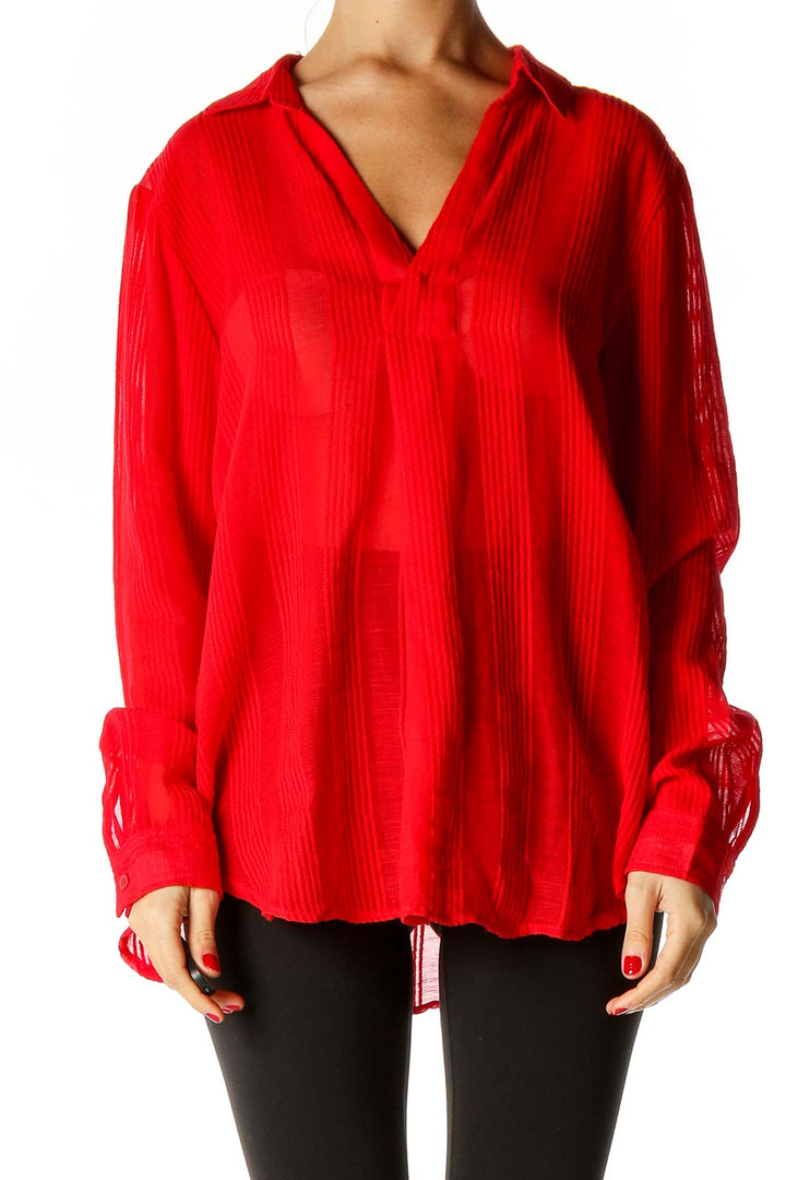 Red Solid Holiday Blouse