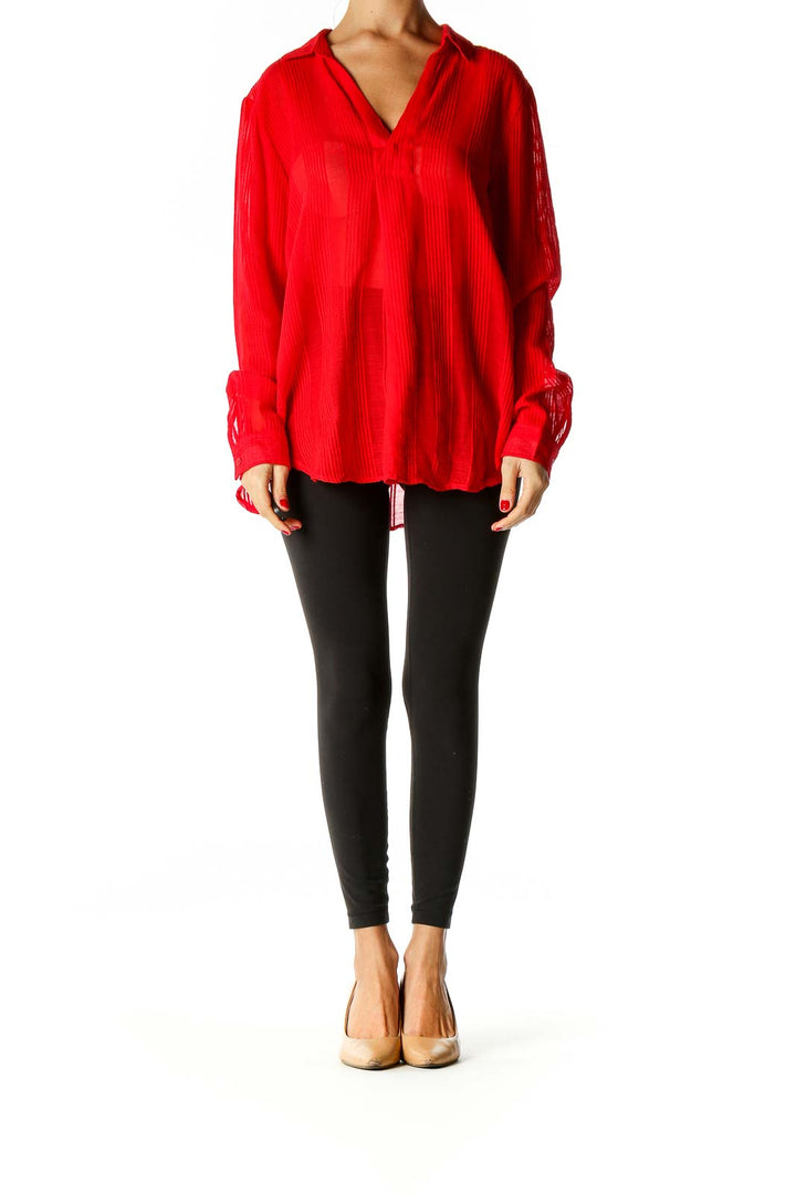 Red Solid Holiday Blouse