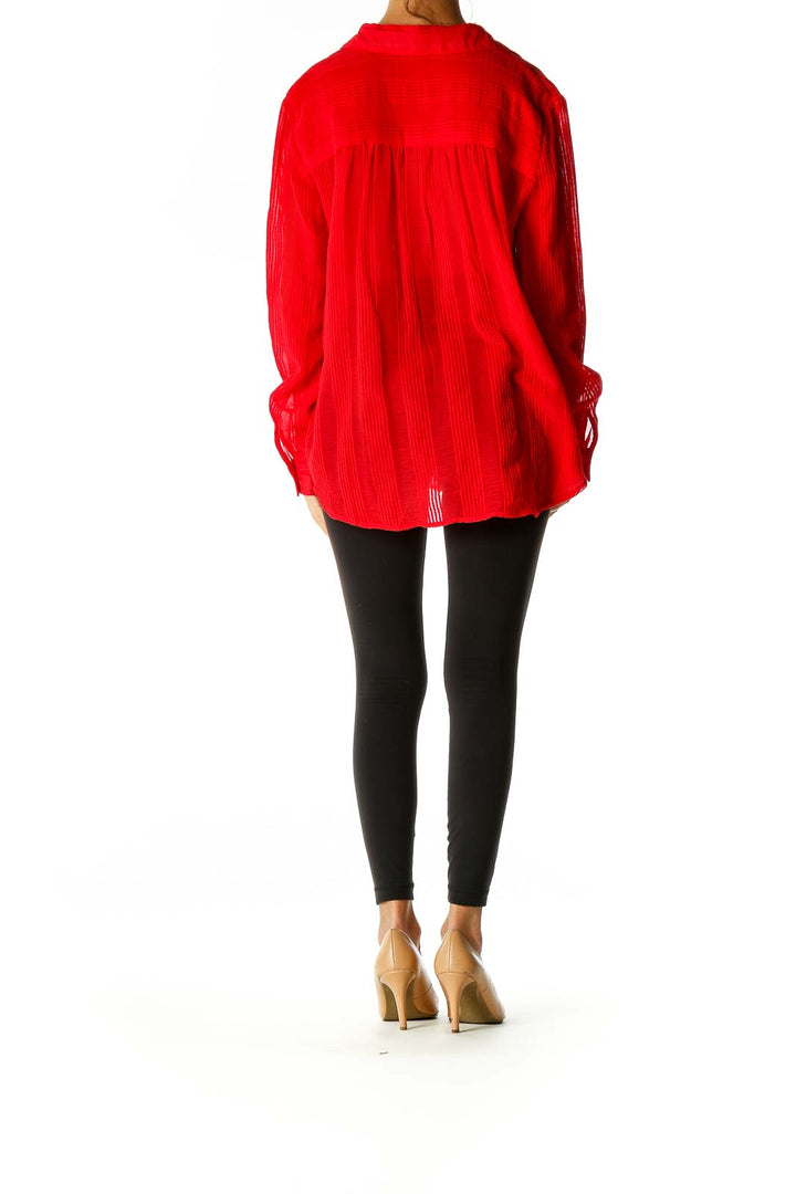 Red Solid Holiday Blouse