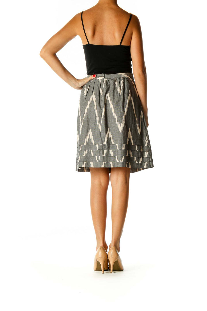 Green Printed Chic Flared Skirt