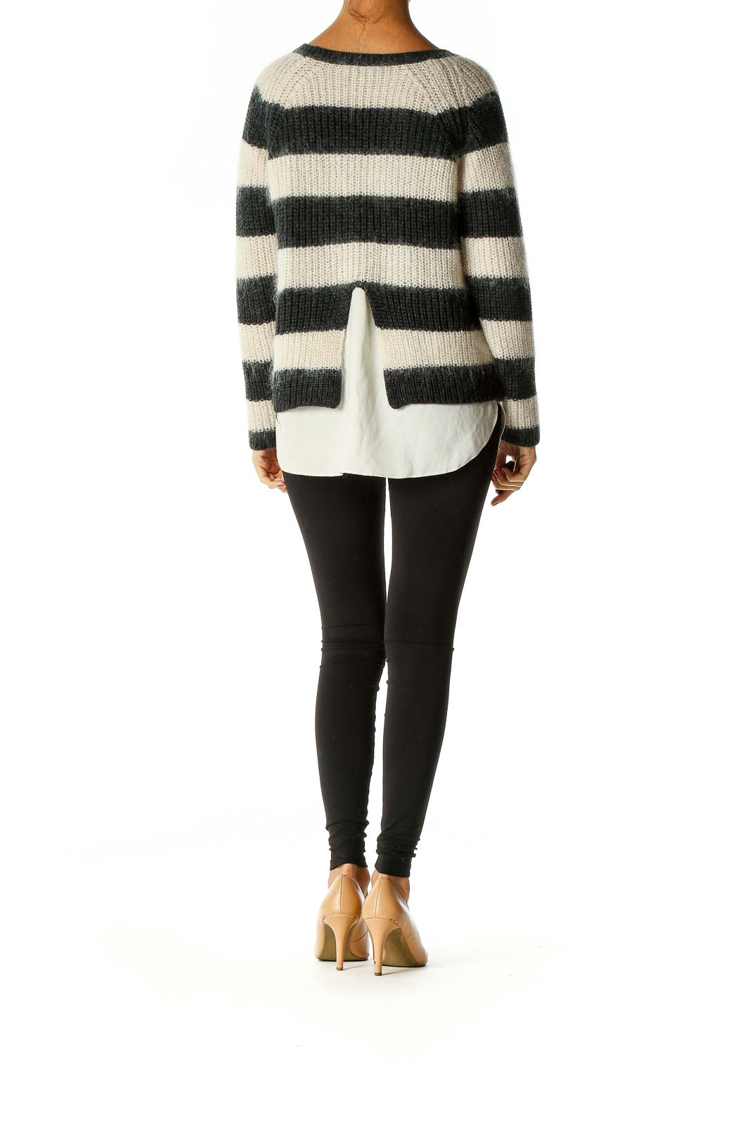 Beige Striped Chic Sweater