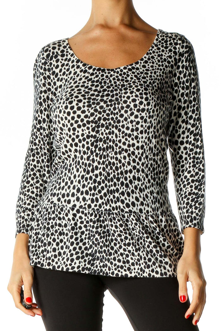 Black Animal Print All Day Wear Blouse