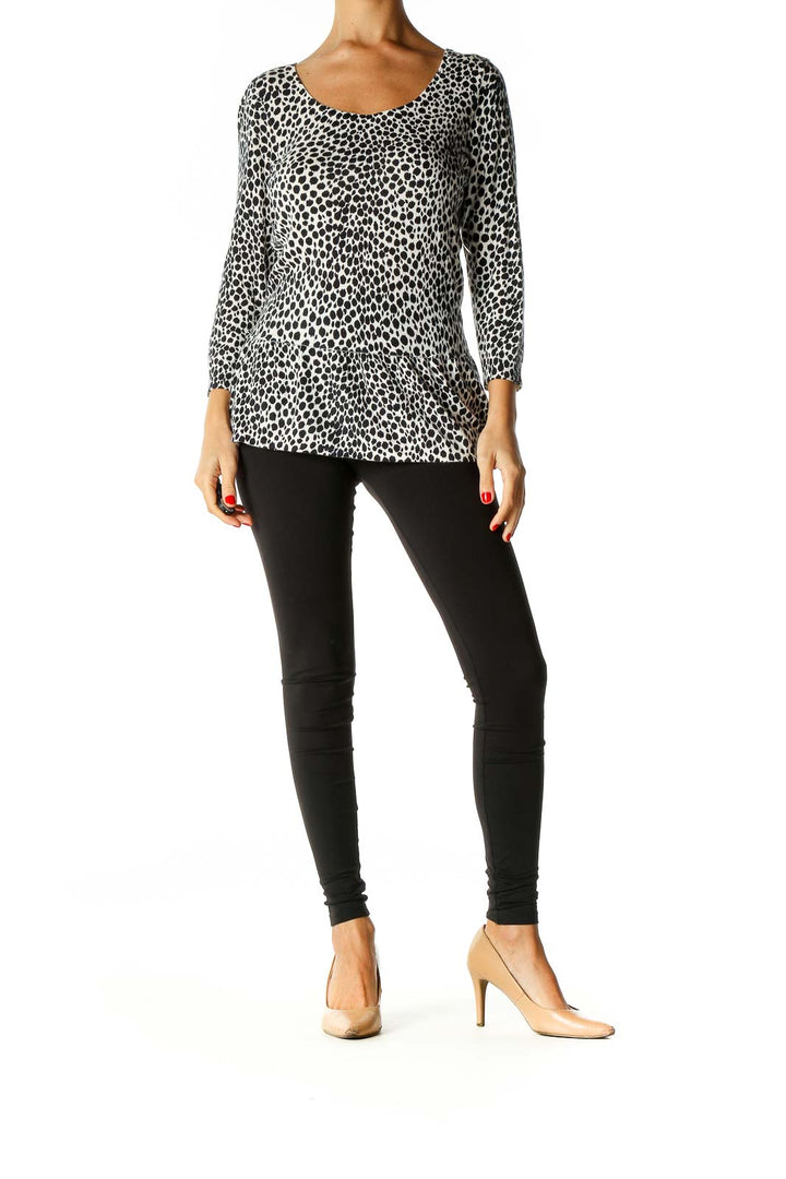 Black Animal Print All Day Wear Blouse