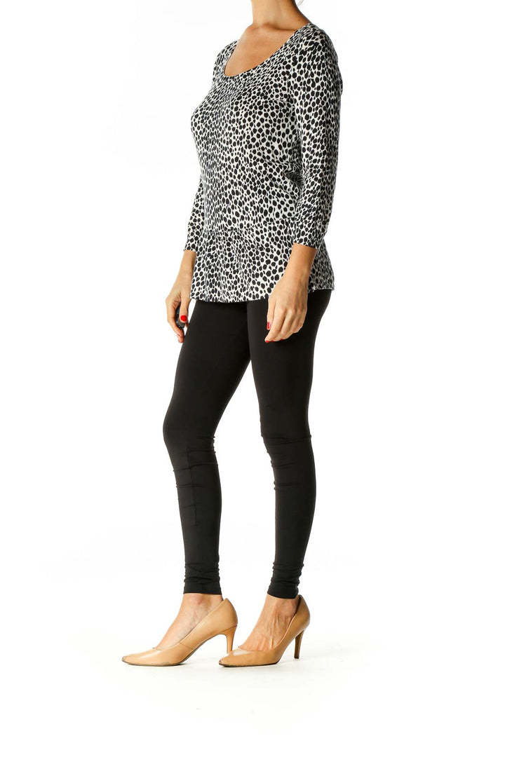 Black Animal Print All Day Wear Blouse