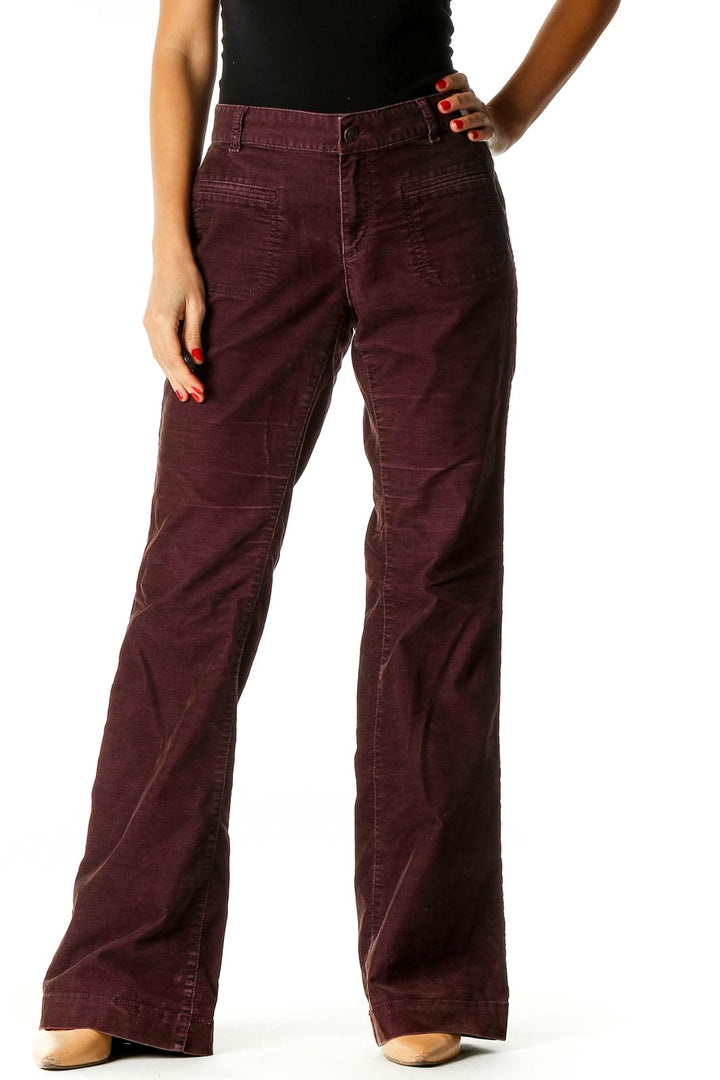 Purple Solid All Day Wear Trousers