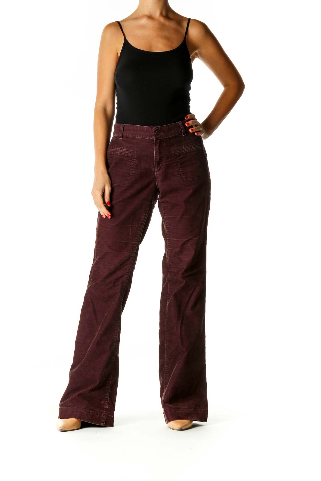 Purple Solid All Day Wear Trousers