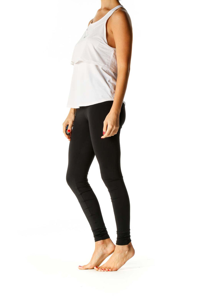 White Solid Activewear Tank Top