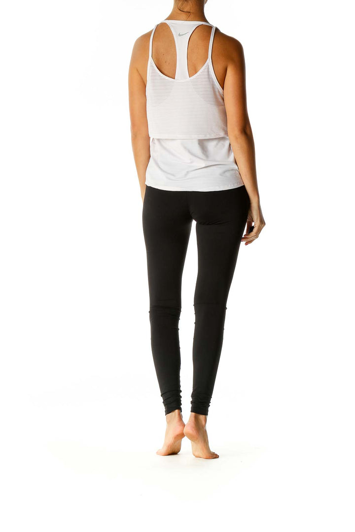 White Solid Activewear Tank Top