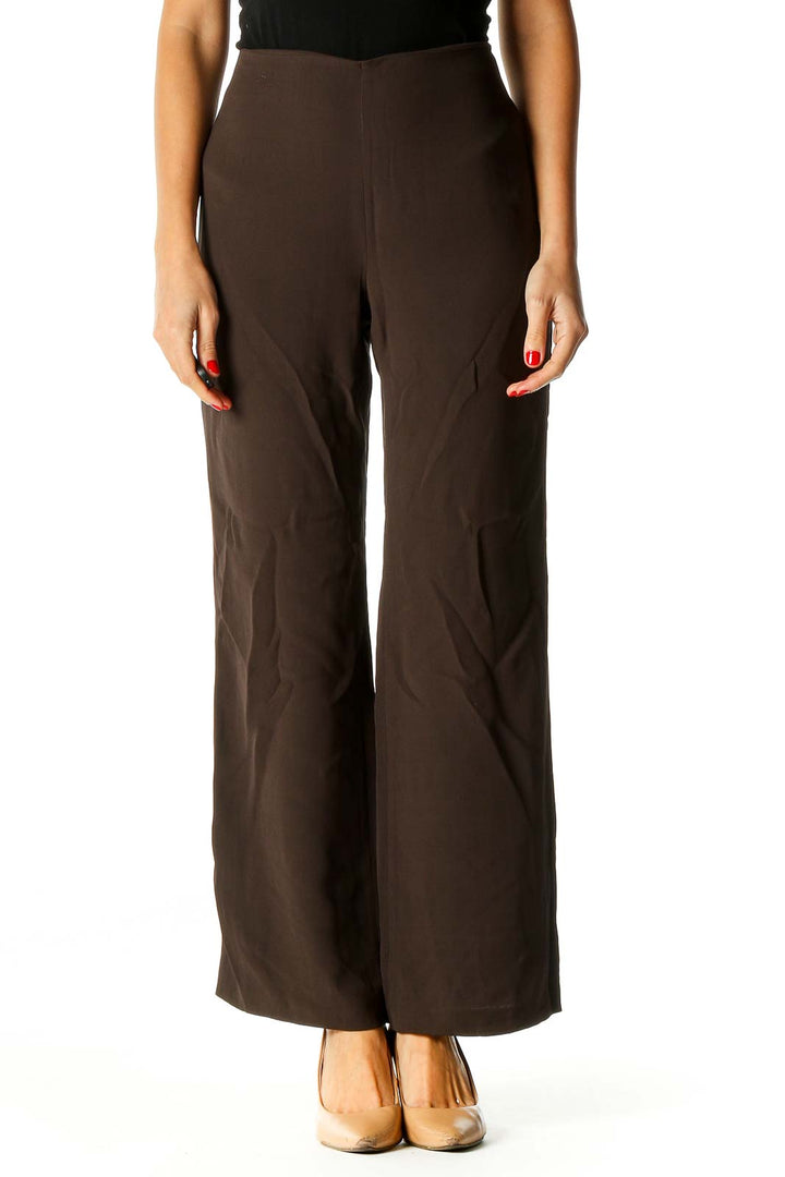 Brown Solid Brunch Trousers